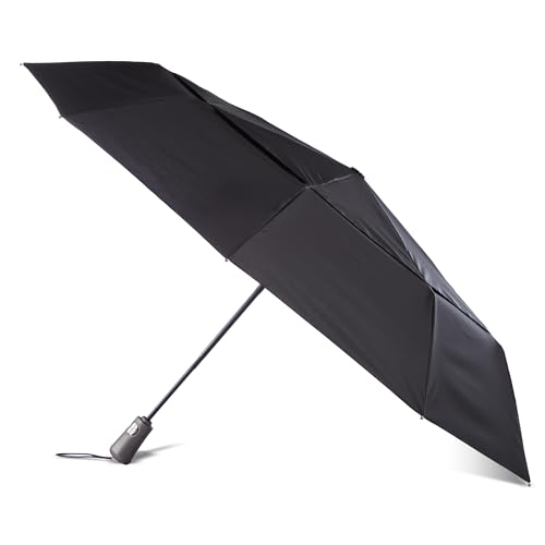 Totes Inbrella - Ombrello Pieghevole Grande Riciclato Con Tecnologia Di Apertura E Chiusura Automatica, Nero, Baldacchino Da 119 Cm, Ombrello Traspare