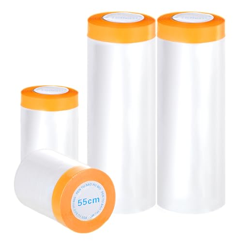 Set Di 4 Teli Plastica Per Imbiancare (80M Totali) – Teli Copritutto Per Imbianchino, Teli Plastica Per Coprire (2 Rotoli 55Cm X 20M + 2 Rotoli 150Cm 