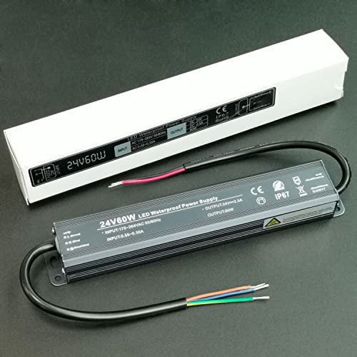 Alinana Alimentatore 24V 60W, Trasformatore 220V 24V Impermeabile Ip67, Trasformatore 24V 2,5A Per Luci Led, Cartelloni Pubblicitari E Telecamera Di S