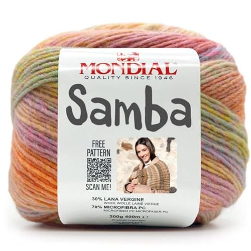 Mondial Samba Color Melocoton Cod.646 - Filato Per Maglieria - Lana, Miscela Acrilica - 200G, 400M