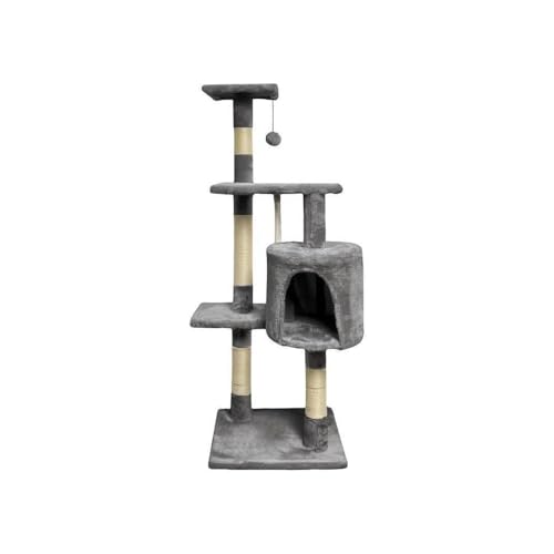 Arbre A Chat - 40 X 40 X 110 Cm - Paloma - Gris Foncé - 3 Plateformes, 1 Corde, 1 Niche , Poteaux A Griffer
