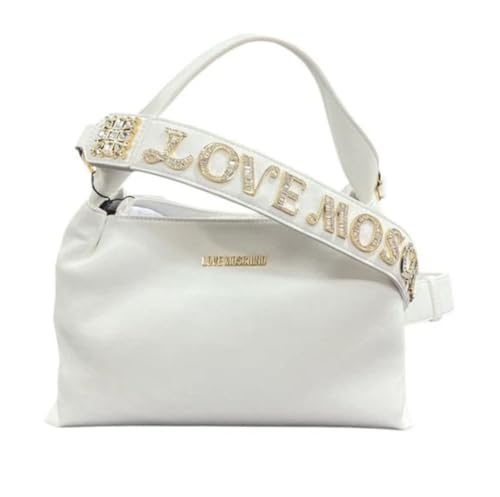 Love Moschino Borsa Bianca Tracolla Lettering Strassata