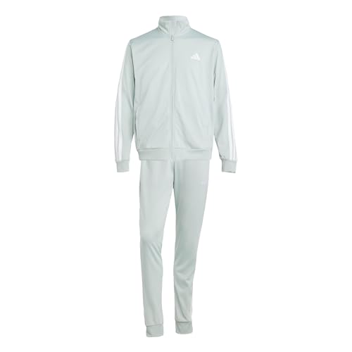 Adidas Uomo Sportswear Basic 3 Stripes Tricot Tracksuit, Tuta Da Allenamento, Grigio (Wonder Silver), M