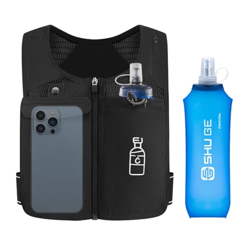 Hmakgg Zaino Trail Running Per Uomo E Donna - Gilet Running Riflettente Con Borraccia Morbida 470 Ml - 4 Tasche - Leggero & Traspirante - Regolabile,