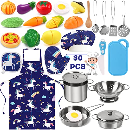 Tonsooze 30 Pezzi Giocattoli Da Cucina Per Bambini, Cucina Pentole Giocattolo Per Bambini Set Di Pentole E Padelle In Acciaio Inossidabile, Utensili D