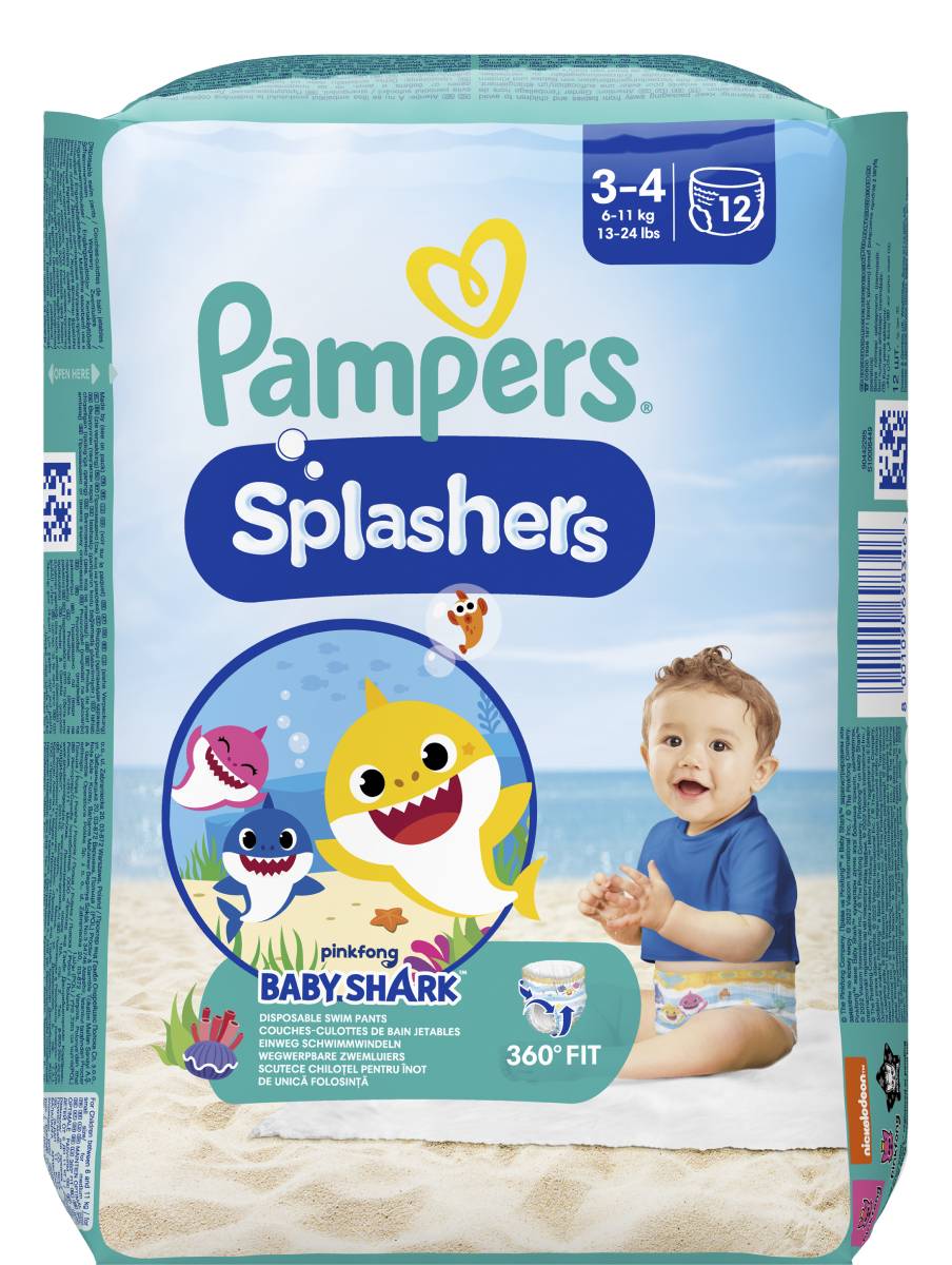 Pampers Pants Splashers Baby Shark Pannolini Mutandina Taglia 3 12 pz