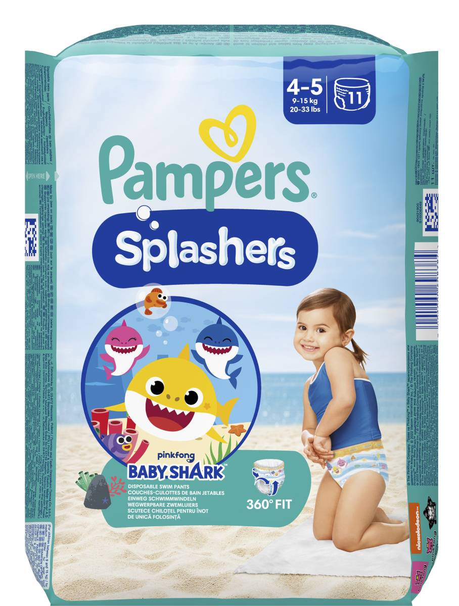 Pampers Pants Splashers Baby Shark Pannolini Mutandina Taglia 4 11 pz