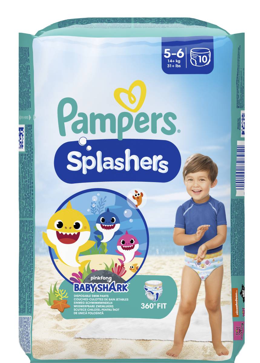 Pampers Pants Splashers Baby Shark Pannolini Mutandina Taglia 5 10 pz