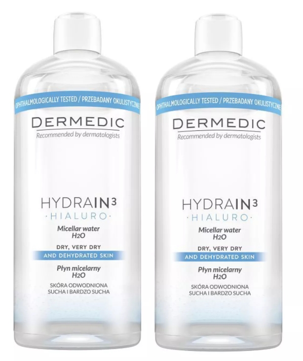 Dermedic Hydrain 3 Hialuro Acqua Micellare H2O 2x500ml