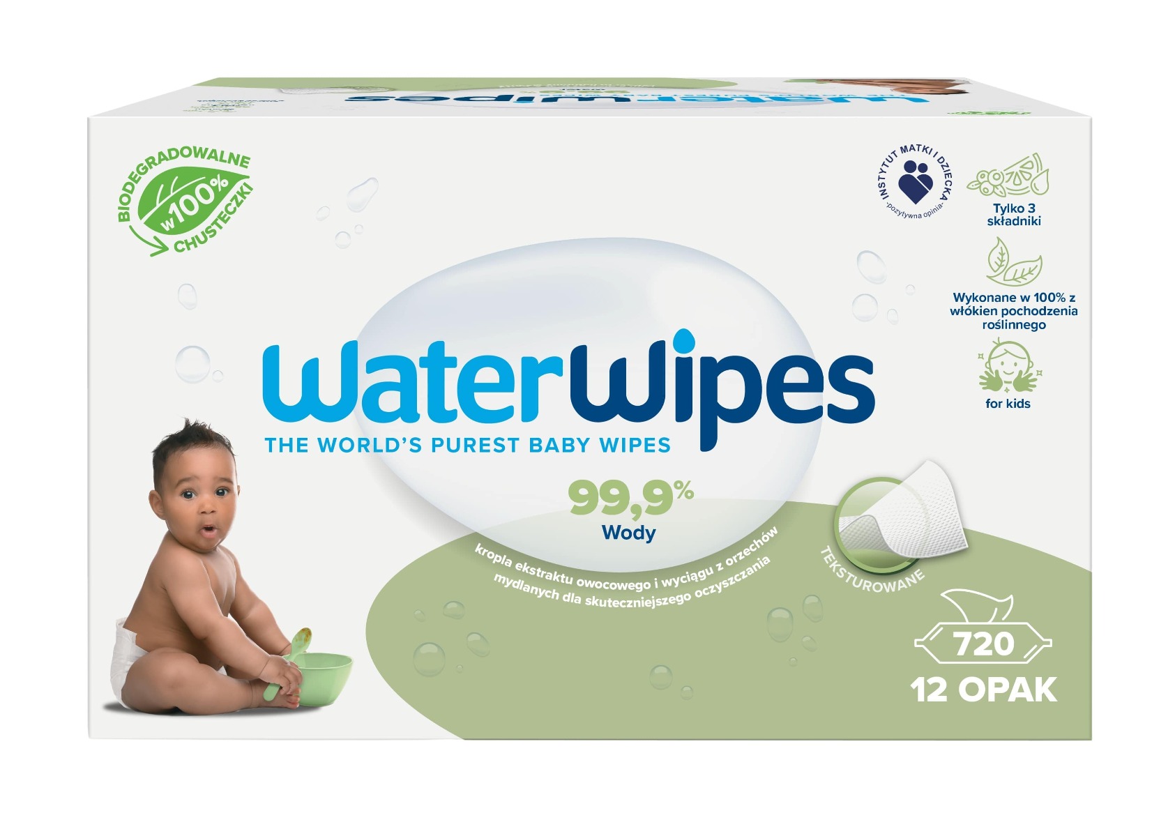 WaterWipes Bio Soapberry Salviettine per Neonati, 12 x 60 pz