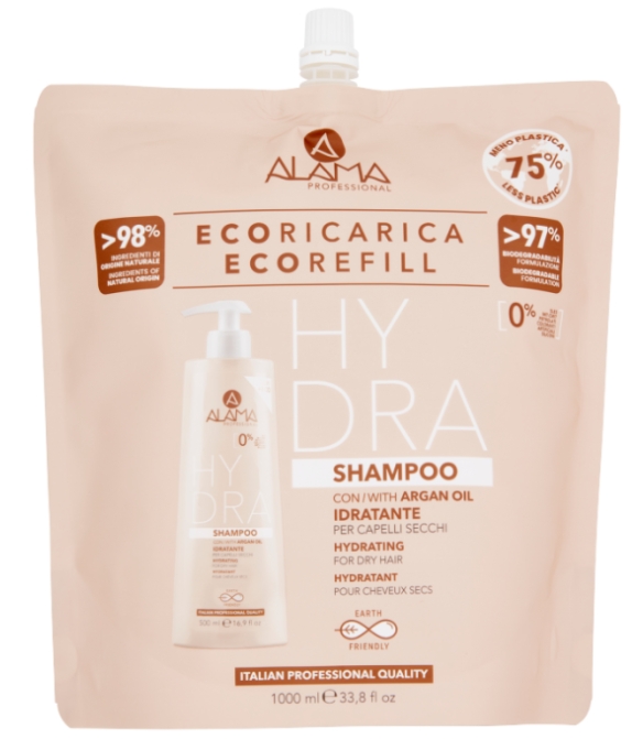 Alama Hydra Eco Shampoo Idratante per Capelli, Refill 1 l