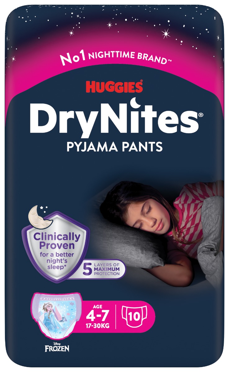 Huggies Dry Nites Girls 4-7 Mutandine Super Assorbenti per la Notte 10 pz