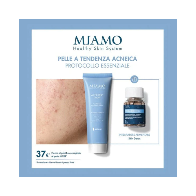 Miamo - Med Miamo Cofanetto 2025 Protocollo Pelle Tendenza Acneica 1 Acnever Cream 50 Ml + 1 Skin Detox 60 Capsule