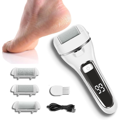 Rimuovi calli per piedi, strumenti per pedicure per piedi con 3 testine di levigatura, rimuovi calli impermeabile per piedi per calli di pelle secca, 