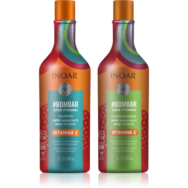 Inoar #Bombar Super Line Super Vitaminas Set Per Capelli Con Vitamina C 2X1000 Ml