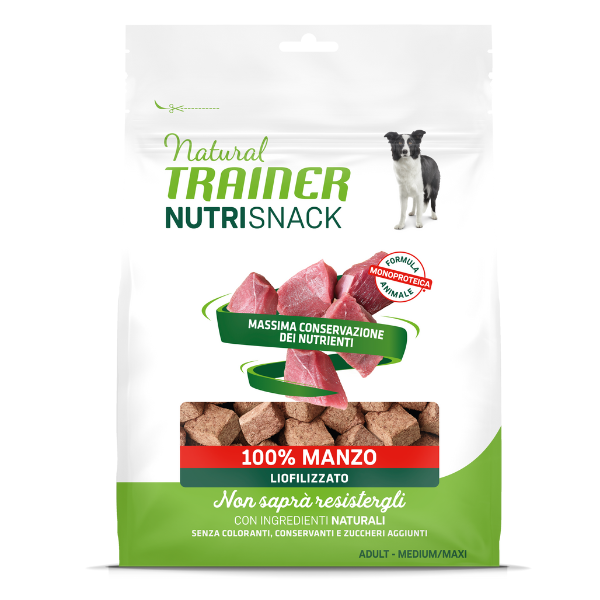 Natural trainer freeze dried nutrisnack medium/maxi - manzo - 50 gr - spedizione gratis 1° ordine + scegli lo sconto bzr5 / bzr20