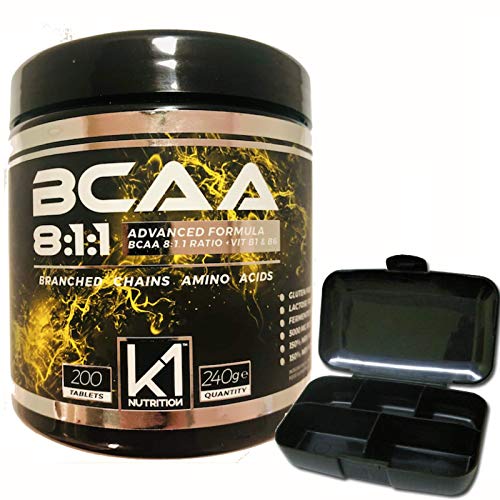 Bcaa 8:1:1 200 Compresse K1 Nutrition Integratore Di Aminoacidi Ramificati 811 Con Vitamina B1 E B6 Advanced Leucine Formula - Gluten Free - Senza Lat