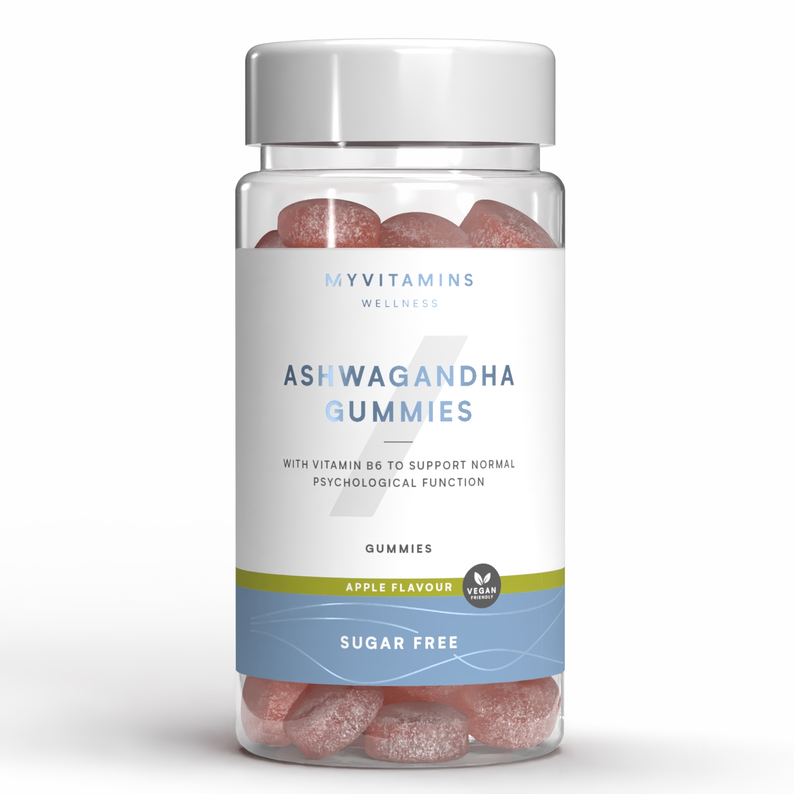 Myvitamins Ashwagandha Gummies, Pot - 60Gummies - Red Apple (Sugar Free)
