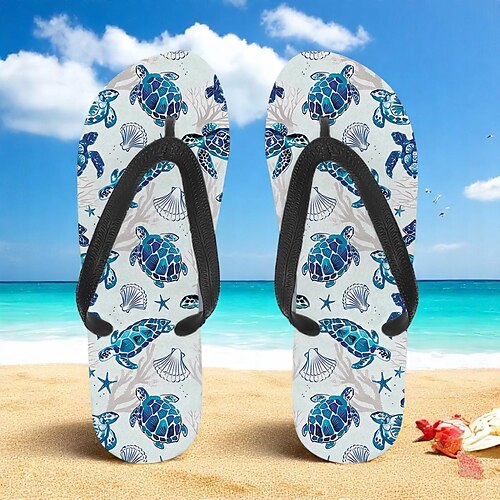 infradito da uomo con stampa tartaruga marina: stile ispirato alla spiaggia e comodo per gite in spiaggia, surf e vacanze tropicali