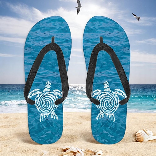 infradito da uomo con stampa tartaruga marina: stile ispirato alla spiaggia e comodo per gite in spiaggia, surf e vacanze tropicali