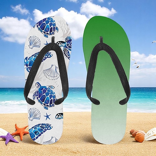 infradito da uomo con stampa tartaruga marina: stile ispirato alla spiaggia e comodo per gite in spiaggia, surf e vacanze tropicali