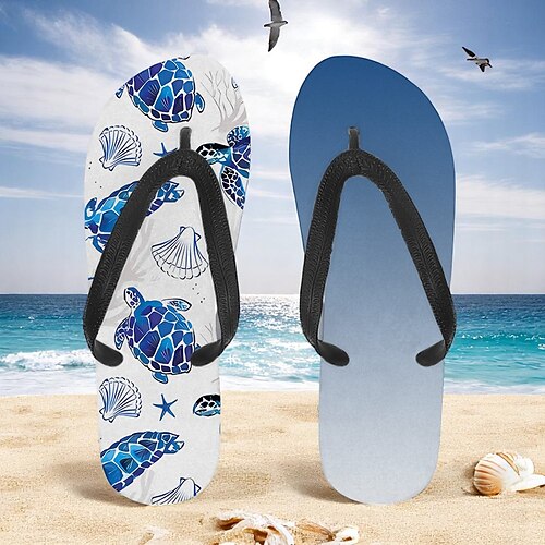 infradito da uomo con stampa tartaruga marina: stile ispirato alla spiaggia e comodo per gite in spiaggia, surf e vacanze tropicali