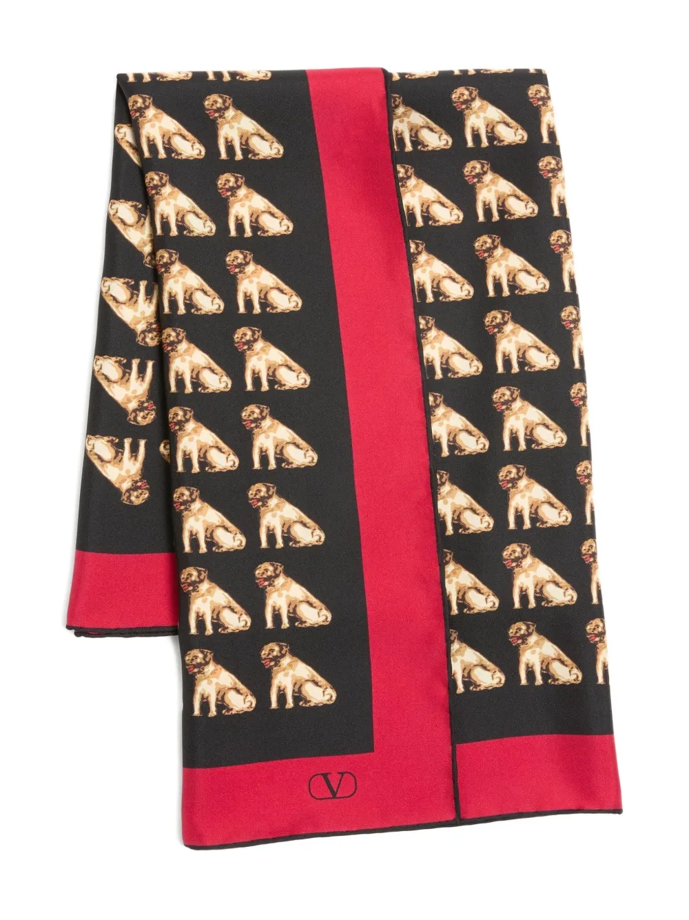 Valentino Garavani PETIT CHARLES SILK SCARF - Nero
