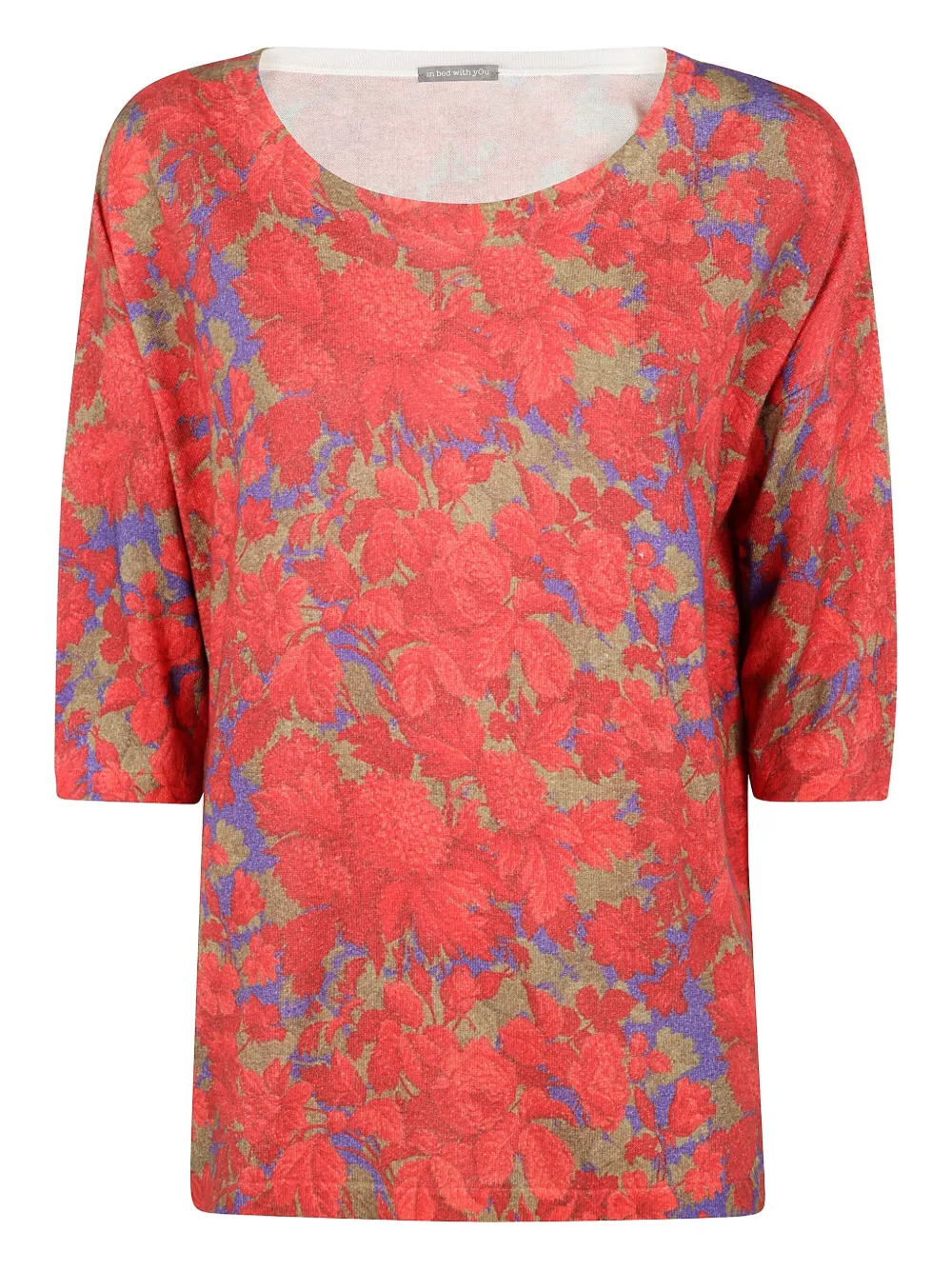 IN BED WITH YOU floral-print T-shirt - Rosso