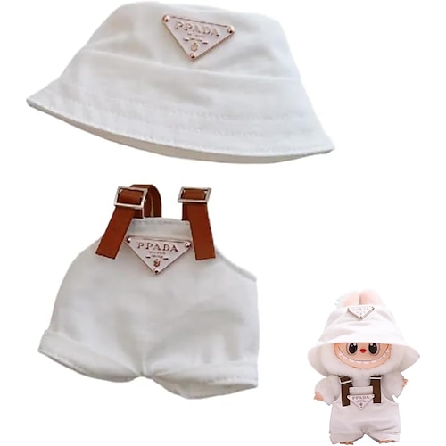 Set di vestiti Labubu da 17 cm (senza bambola) e cappello Completo tuta per accessori Labubu da 17 cm, abiti carini per vestire Labubu in stile unico