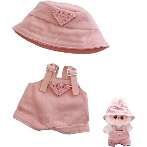 Set di vestiti Labubu da 17 cm (senza bambola) e cappello Completo tuta per accessori Labubu da 17 cm, abiti carini per vestire Labubu in stile unico