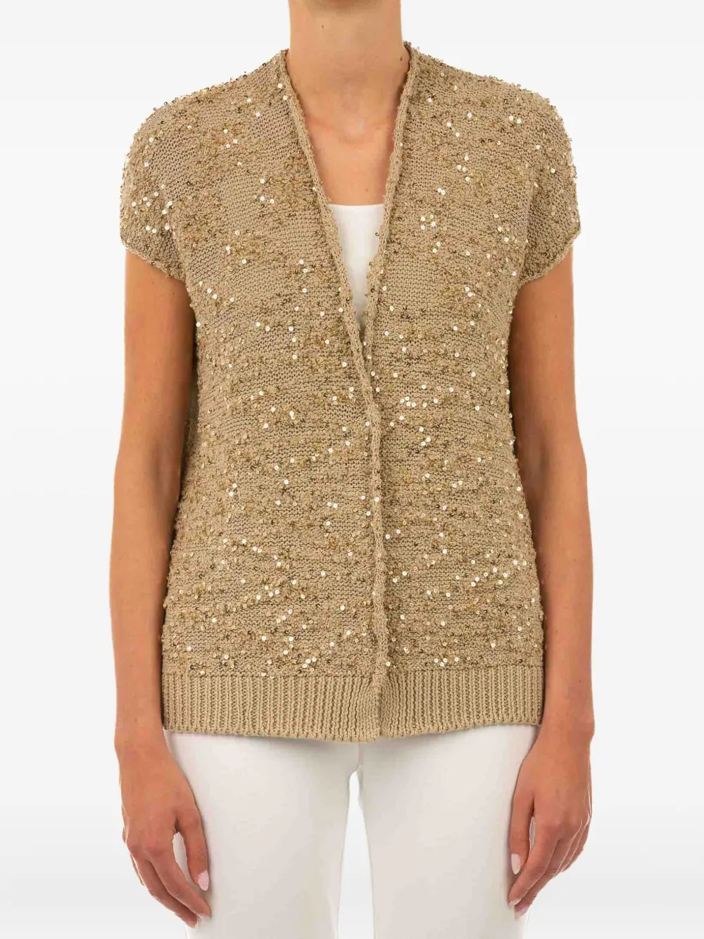 Le Tricot Perugia sequin-embellished cardigan - Toni neutri