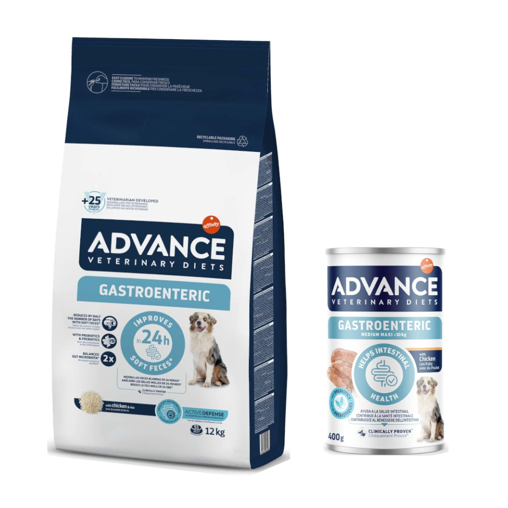 12 kg Advance Veterinary Diet crocchette + 400 g cibo umido gratis! - 12 kg Gastroenteric
