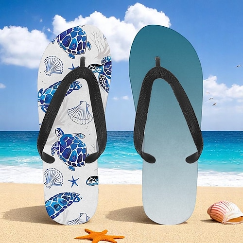 infradito da uomo con stampa tartaruga marina: stile ispirato alla spiaggia e comodo per gite in spiaggia, surf e vacanze tropicali