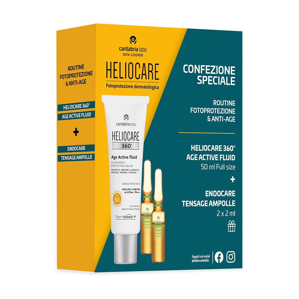 Heliocare 360° Age Active Fluid SPF50 + Endocare Tensage Ampolle 2x2ml