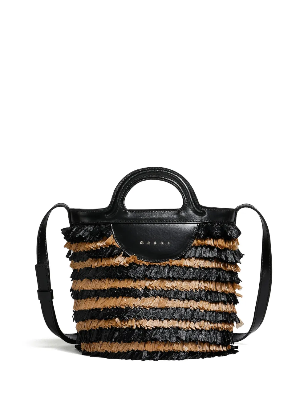 Marni Borsa a secchiello mini con frange - Nero
