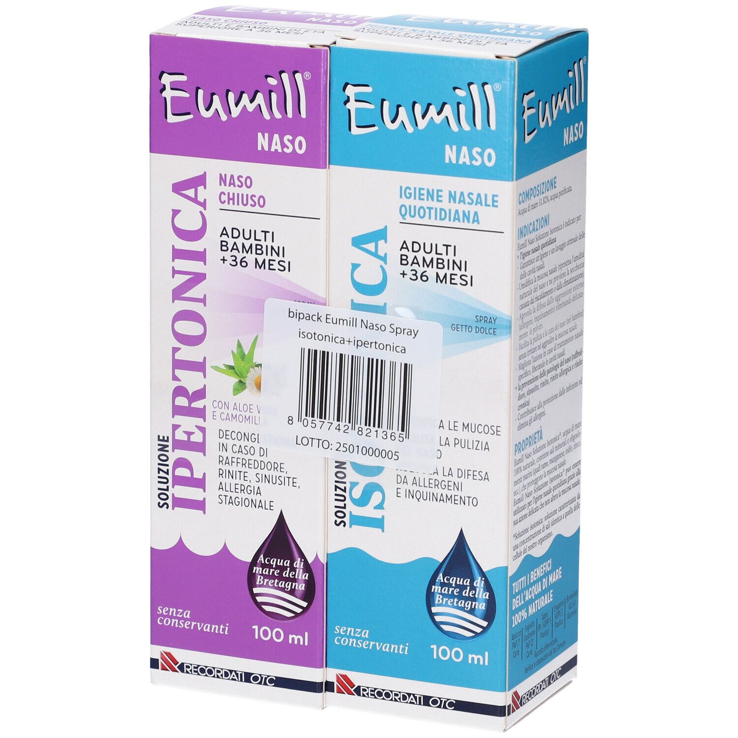 Eumill Naso Bipack Soluzione Isotonica Spray + Ipertonica 2x100 ml nas