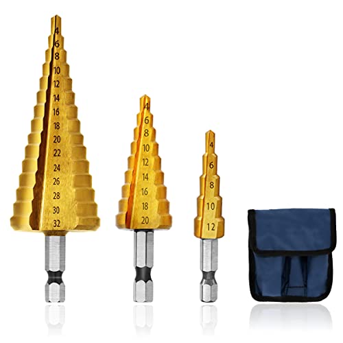 Set Di 3 Punte Coniche Hss, 4-12 Mm/4-20 Mm/4-32 Mm, Per Legno, Plastica