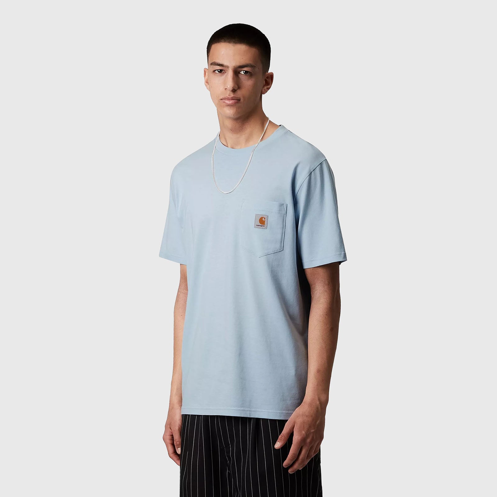 Carhartt Wip T-shirt S/s Pocket Celeste Uomo