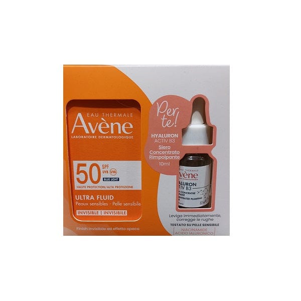 Avene Eau Thermale Solare Ultra Fluid Spf 50+ + Hyaluronic Active B3 Siero 10 Ml