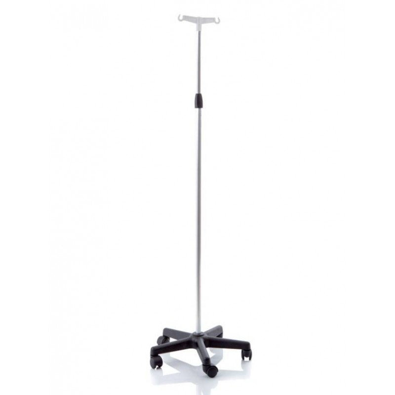 Moretti - Moretti Asta Flebo In Alluminio Anodizzato Base In Polipropilene Su Ruote 2 Ganci Altezza Regolabile 133-230 Cm Skema