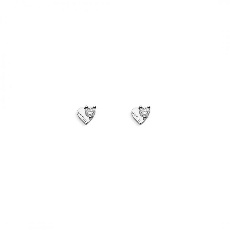 ORECCHINI CUORE GUCCI ARGENTO E DIAMANTI