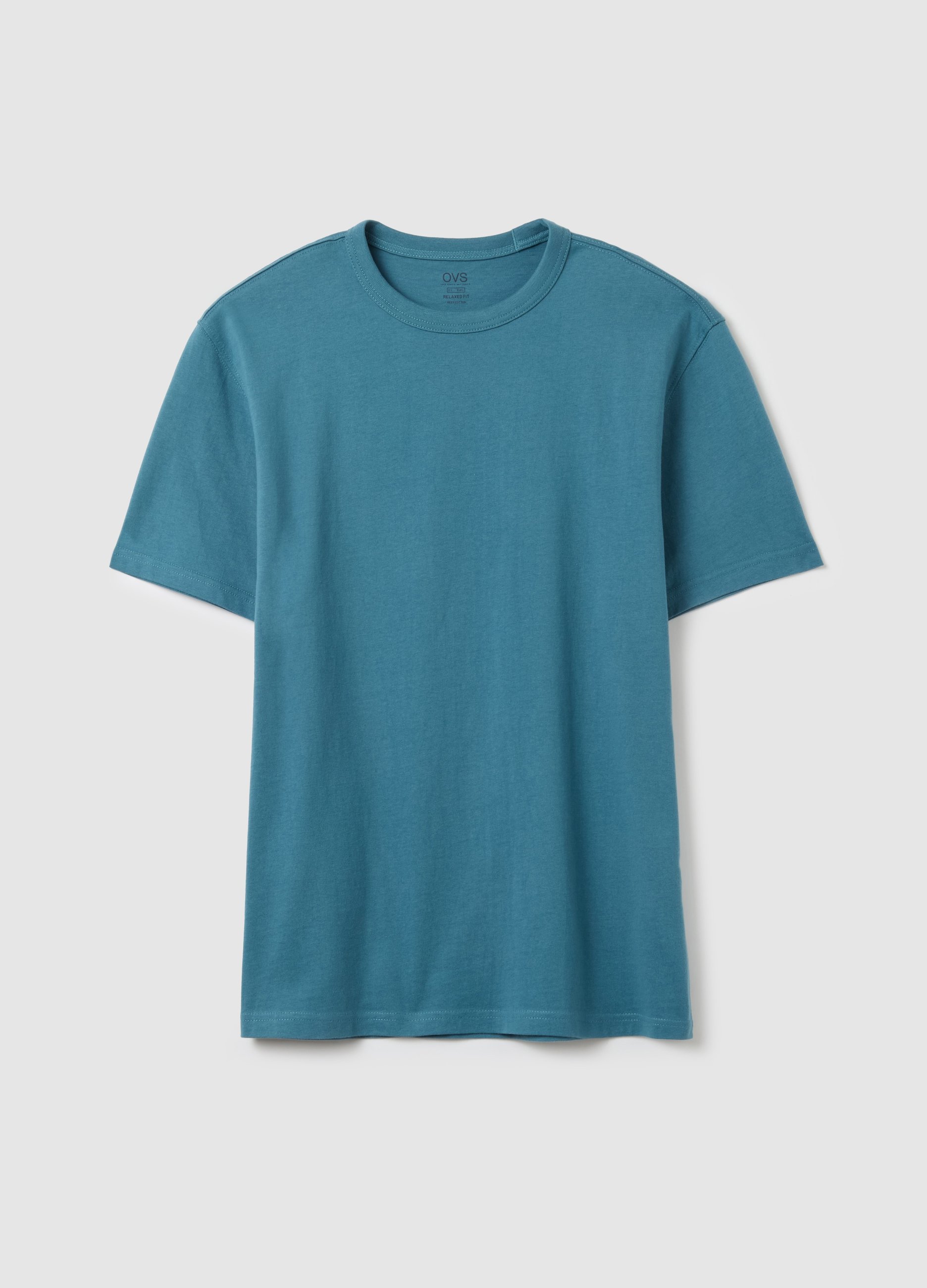 OVS , T-shirt Relaxed Fit Scollo Rotondo, Uomo, Azzurro, Taglia: S