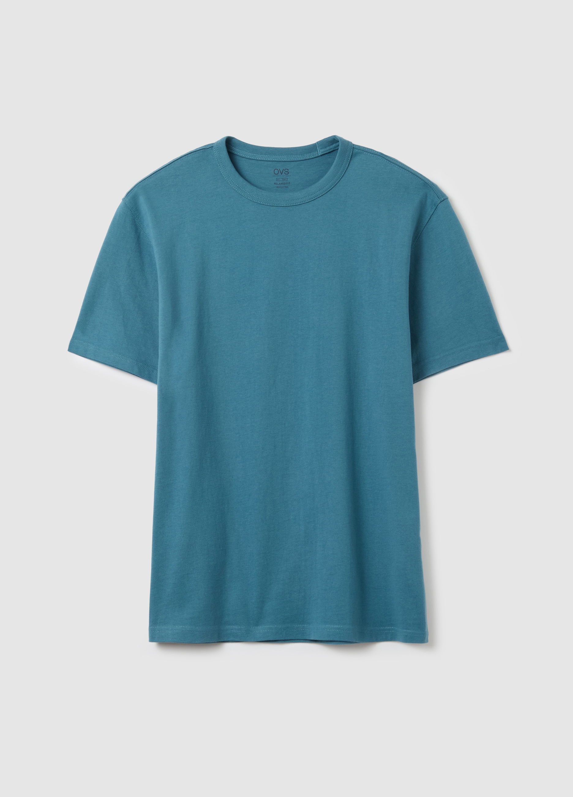 OVS , T-shirt Relaxed Fit Scollo Rotondo, Uomo, Azzurro, Taglia: M