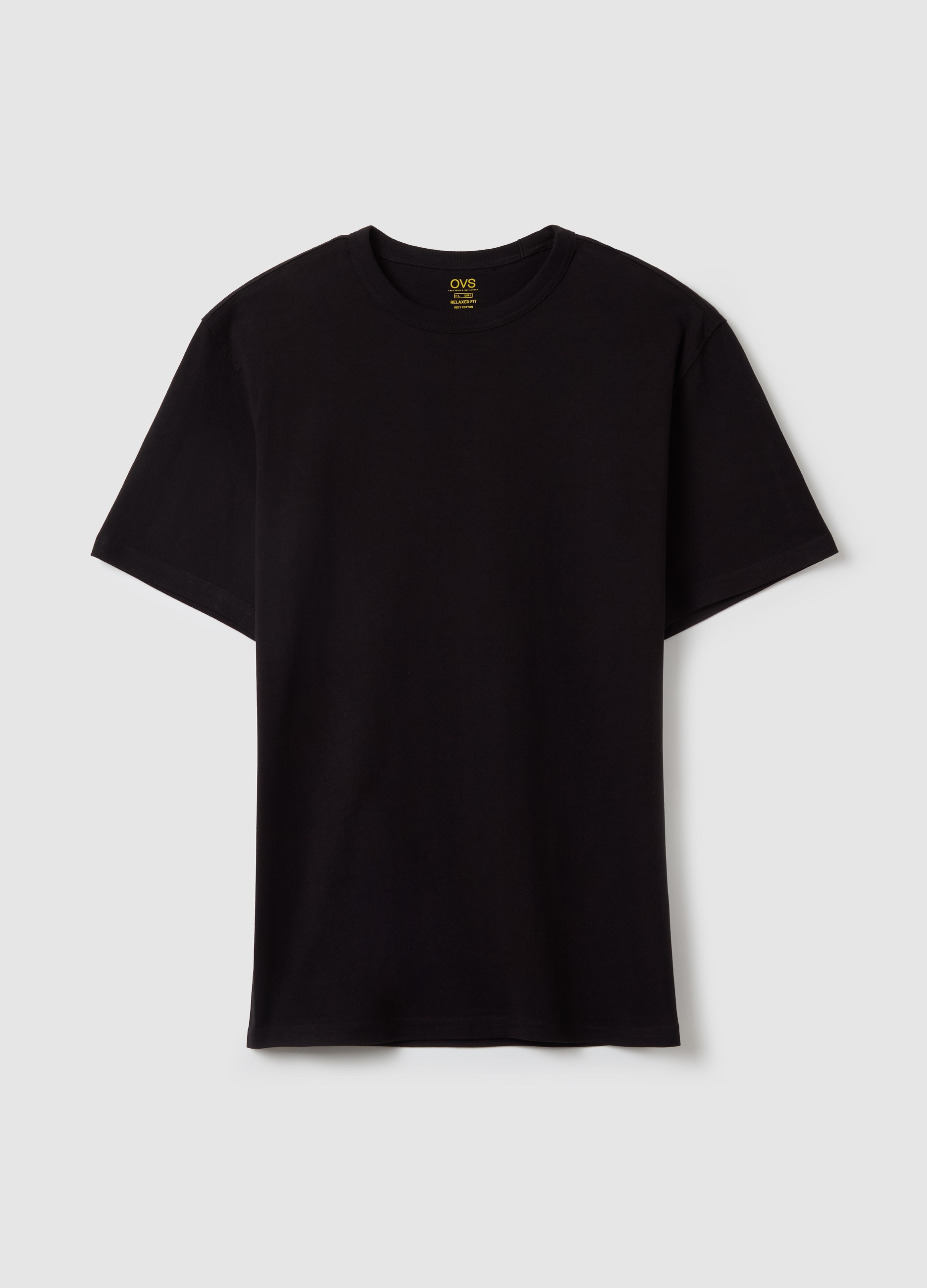 OVS , T-shirt Relaxed Fit Scollo Rotondo, Uomo, Nero, Taglia: S