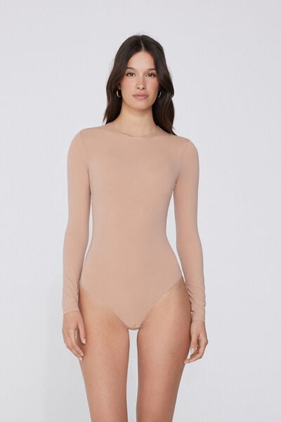 Tezenis Body Manica Lunga Microfibra Leggera Donna Naturale Taglia M