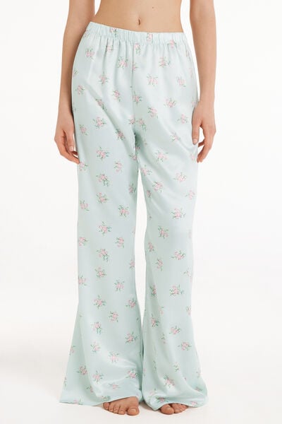 Tezenis Pantaloni Lunghi in Raso con Spacchi Donna Azzurro Taglia L