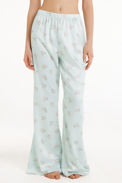 Tezenis Pantaloni Lunghi in Raso con Spacchi Donna Azzurro Taglia M
