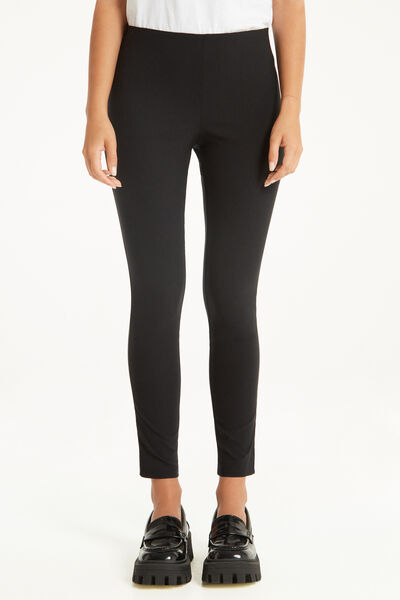 Tezenis Pantaloni Capri in Viscosa con Spacchetti Donna Nero Taglia L