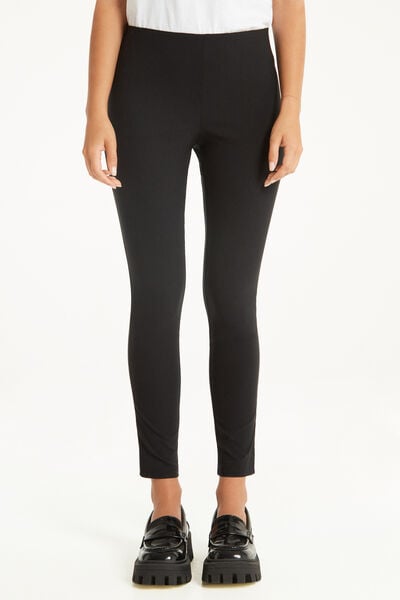Tezenis Pantaloni Capri in Viscosa con Spacchetti Donna Nero Taglia M