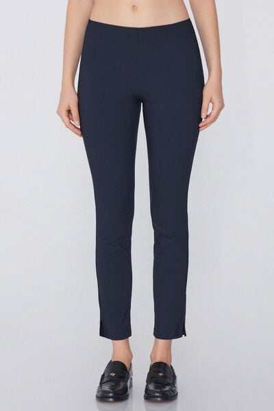 Tezenis Pantaloni Capri in Viscosa con Spacchetti Donna Blu Taglia L